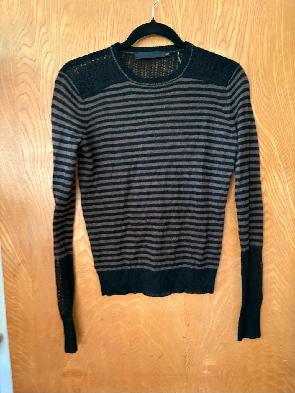 LAMB Striped Black and Brown Long-Sleeve Wool blend Sweater XS